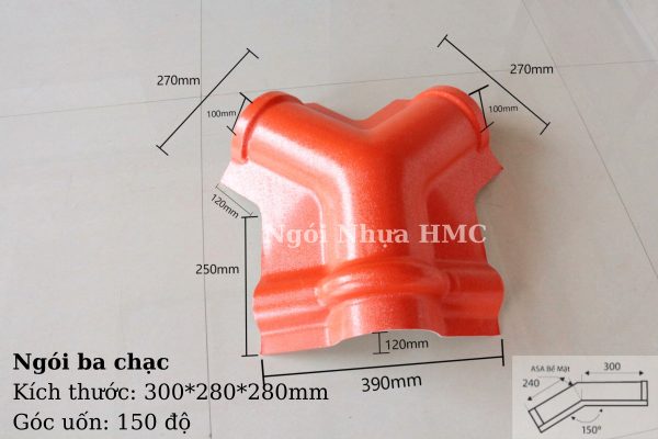 Hình 1: Mặt cắt đỉnh ngói nhựa