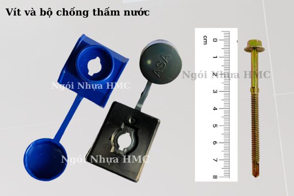 Hình 1: Vít và nắp chụp bắn ngói nhựa, tôn nhựa chống dột chống thấm.